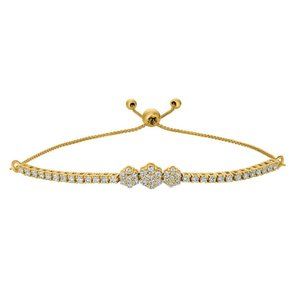 1.00 Carat Natural Diamond Bolo 3 Flower Bracelet